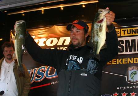 A crowd gathers for the final day weigh-in of the Toyota Tundra Bassmaster Weekend Series National Championship.