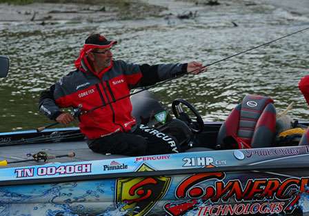 Paul Elias gets his rods ready for the start of Day Three.