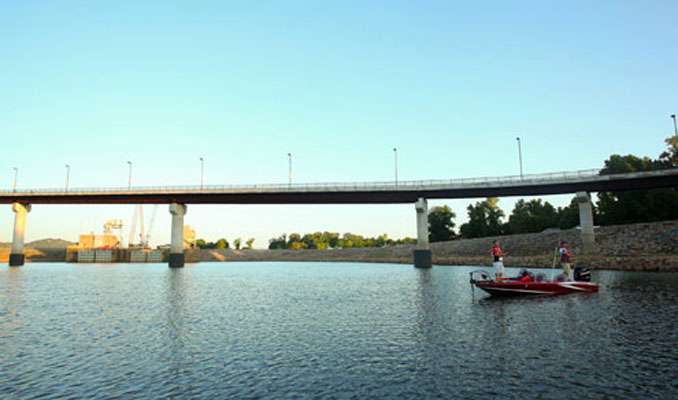 Dunn and Gage started the morning fishing near the Murray Lock and Dam.