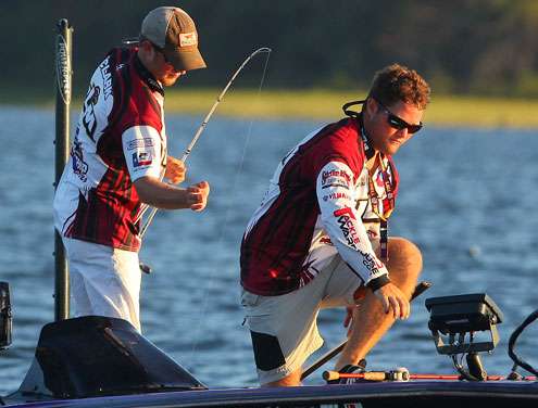Pruett drops the net and gets back to work on the bow.