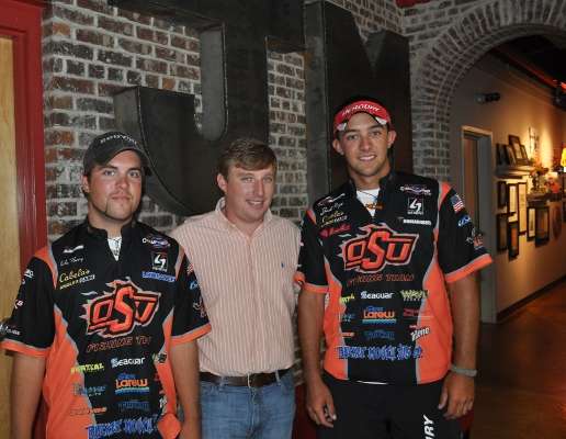 <p>
Flurry and Birge spend time with Hank Weldon, director of the Carhartt Bassmaster College Series.</p>