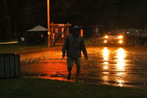 <p>Sunrise is at 5:30 a.m. in La Crosse, but it looked like night during the thunderstorm that hit as the Elite Series anglers arrived for Day Two of the Mississippi River Rumble, where the thunder was definitely rumbling.</p>