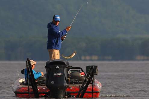 <p>Kelly Jordon swings another keeper.</p>