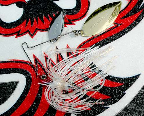 <p>A clown color Terminator spinnerbait is one of Hiteâs go-to lures in stained to clear water.</p>
