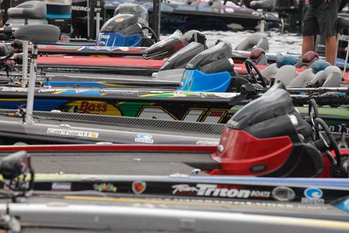 Angler's boats parked next each other.