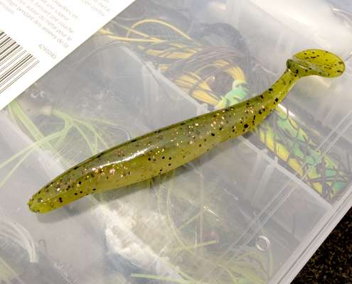 <p>The KVD Perfect Plastic Swim'n Caffeine Shad is the bait Faircloth used to win the Elite Series tournament on the Sabine River earlier this year. It also does the trick for him when pond fishing. He Texas rigs it with a pegged 1/16- or 1/8-ounce bullet sinker and retrieves it as you would a spinnerbait.</p>
