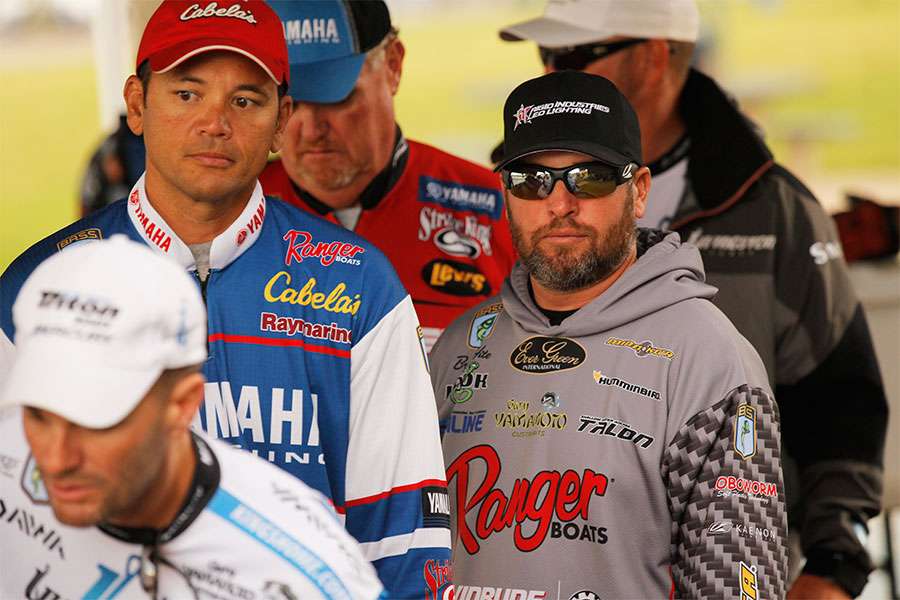 The anglers wait in line for their turn.