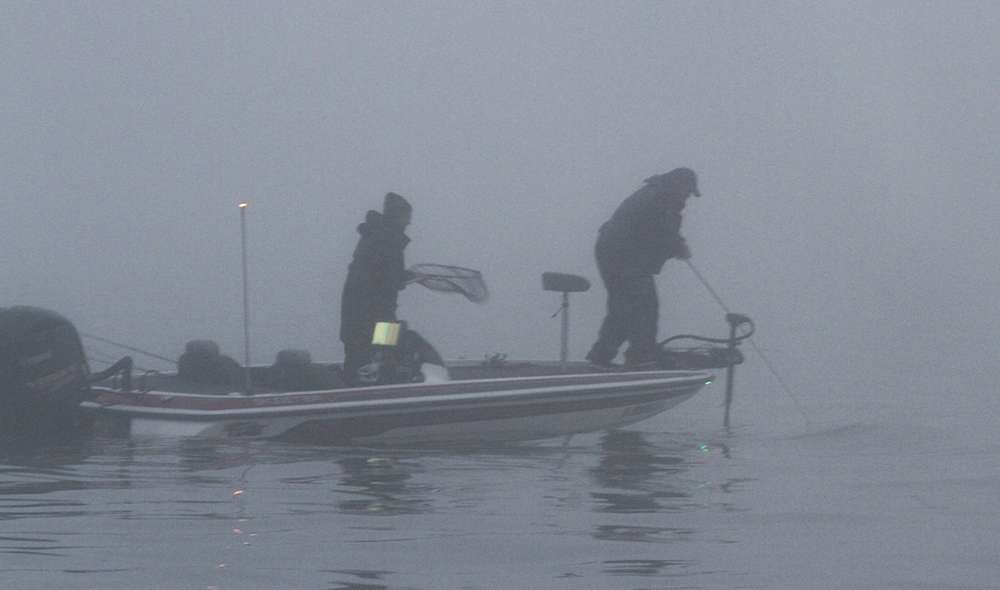 Stubblefield hooks up with their first fish of the morning. On Wednesday the team said they caught almost all of their weight before the 8 a.m.