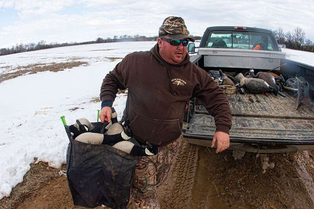 While clients ate and napped, Powroznik was in a nearby cornfield setting up for a Canada goose hunt.