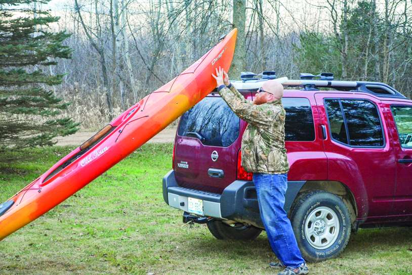 4. Get the nose of the kayak onto the pad.