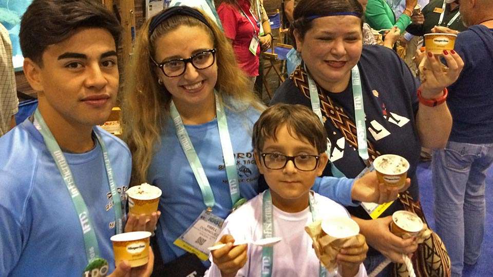 There are a number of tactics to get your message out. An ice cream social with Haagen-Dazs is one way to draw in hungry crowds. Wow, six one-scoop servings. Be glad they were free. At convention center prices, that would have been $83.97.