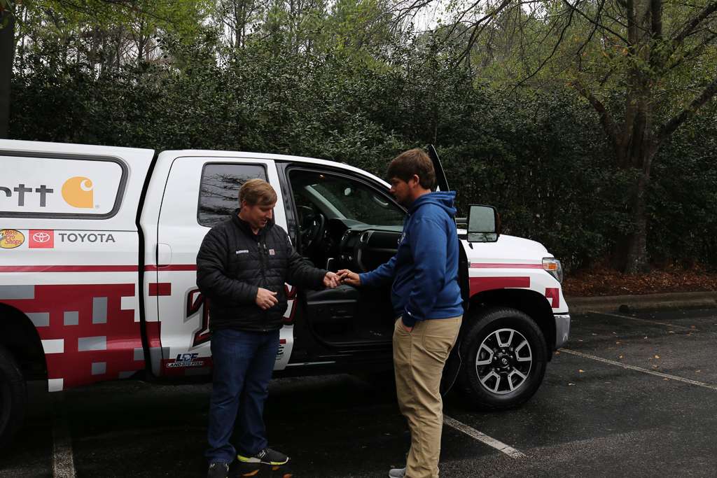 Hank officially hands over the keys to the truck. 