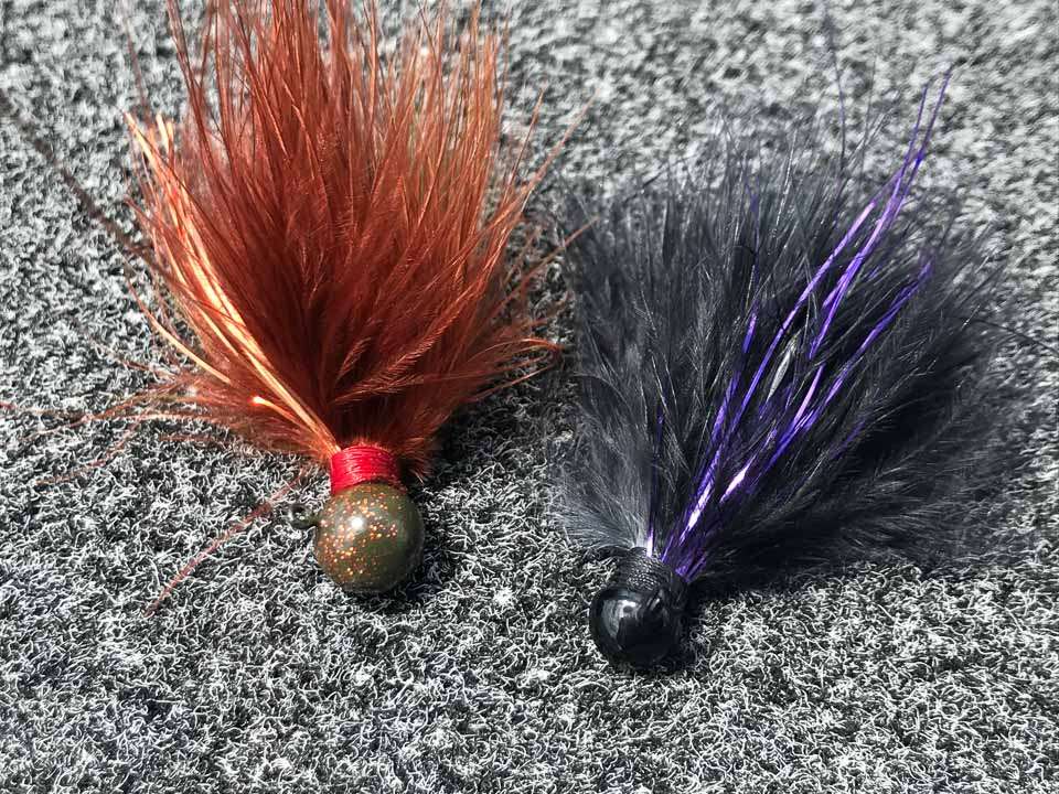 <b>Herring Head.</b> Mueller likes his Herring Head jig for a variety of soft plastic presentations. Designed with a double collar to accommodate skirts, this jig head can be fitted with an underspin.